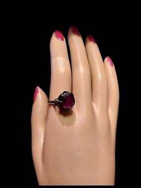 Purple Stone Black Band Ring